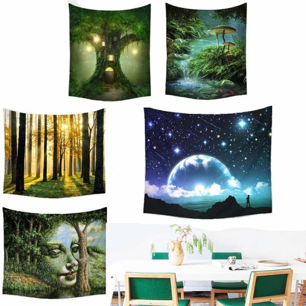 

tapestries 150x130cm bohemian fairy forest stars tapestry hippies wall hanging throw blanket bedspread dorm cover textiles home decor