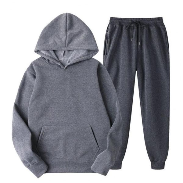 

jogging clothing long sleeve sportswear men sweatpants elastic waist suit two piece pockets hooded pants set men's, Black;red