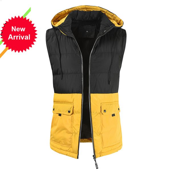 

2021 Clothing Mens New Autumn Warm Sleeveless Jacket Male Winter Casual Waistcoat Men Vest Plus Size Veste Homme V0mv EODH, Black;white