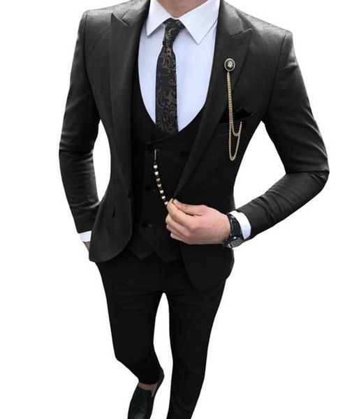 

men's suits & blazers mens slim fit suit 3 piece casual prom tuxedos groom peaked lapel business for wedding dress men 2021 (blazer+ves, White;black