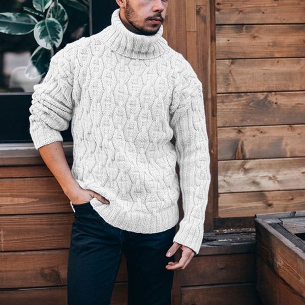 

men's autumn sweater pullover men knitting jumper long sleeve stylish cable sweatshirt knitwear winter clothes turtleneck casual sweate, White;black