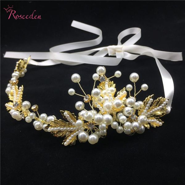 

hair clips & barrettes handmade ladies simulated pearl wedding beads korean style bridal accessories tiaras and crown brides re285, Golden;silver
