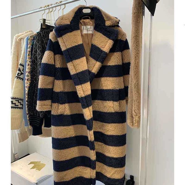 

women's trench coats smooth female teddy bear real long coat alpaca jacket with warm thick belt outwear loose style bbj6, Tan;black
