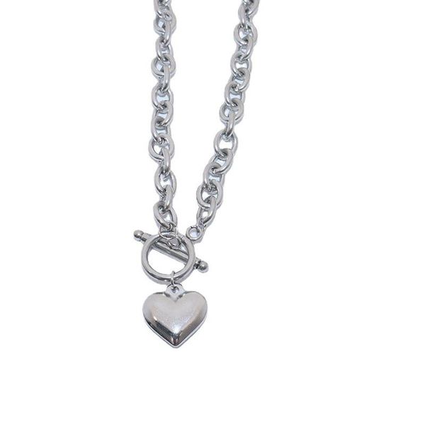 

chains yeyulin heart pendant necklace for women silver color thick chain ot buckle collar choker punk jewelry gift