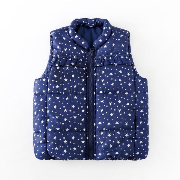 

vest girls puffer hooded winter quilted outwear sleeveless jacket lined zipper waistcoat, Blue