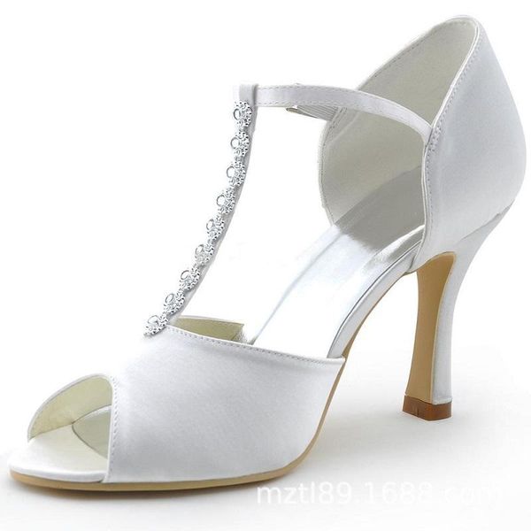 

dress shoes spring silk stiletto high heel bridal wedding rhinestone banquet large size wild all-match female sandals, Black