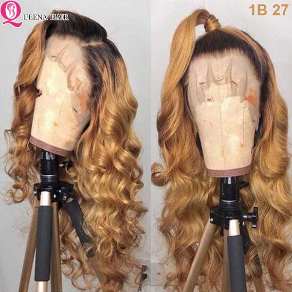 

26 inch hd honey golden lace front wig human hair wig loose wavy lace front, Black