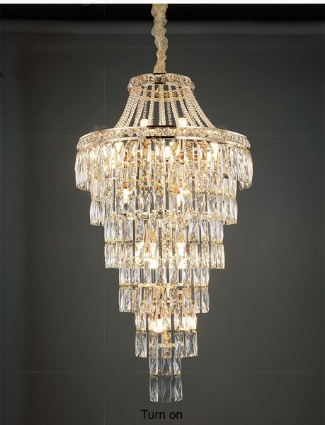 

chandeliers led modern crystal chandelier lights fixture villa stair spiral big long hang lamp home indoor lighting