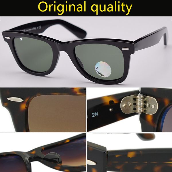 

2140-50mm 54mm size polarized sunglasses men women acetate frame real g15 glass lenses sun glasses mens woman for male, White;black