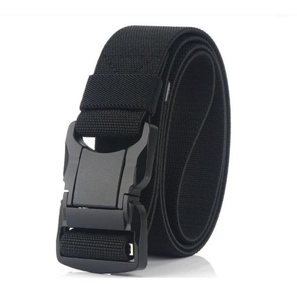 

waist support army nylon belt aluminum alloy safety buckle outdoor fishing hunting climbing tactical elastic woven waist1, Black;gray