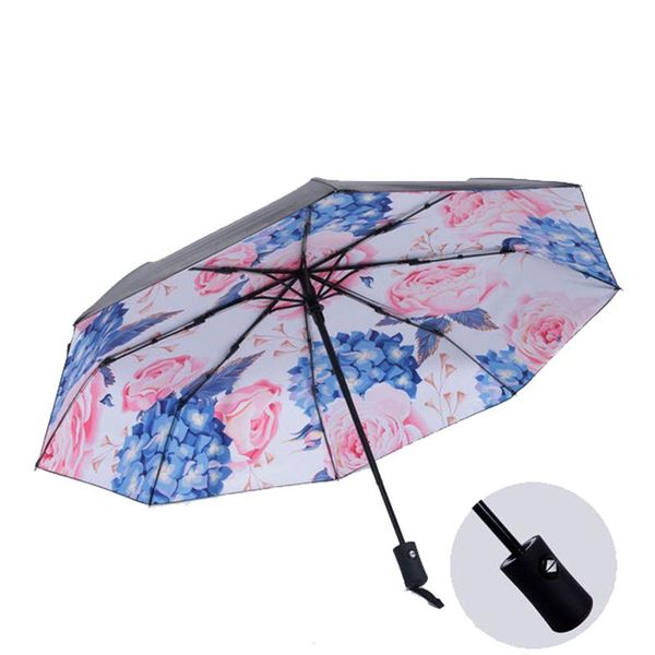 

umbrellas women automatic umbrella sunscreen elegant waterproof fashion female three folding rain ladies parasol girls paraguas