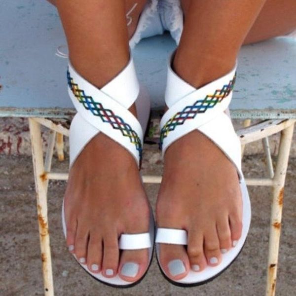 

sandals cross band back lace up women toe ring beach shoes, Black
