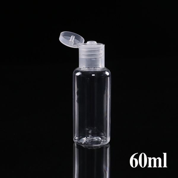 Garrafa de plástico de estimação de 60 ml com chapas de giro transparente garrafa de forma redonda para maquiagem desinfetante para removedores de mão Gel Dh5857