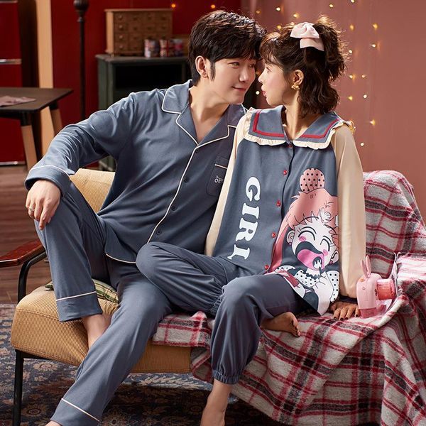 

winter long sleeve couple pajamascotton sleepwear for man cute sailor moon women pajamas loose lapel cardigan pijamas home suit, Black;red
