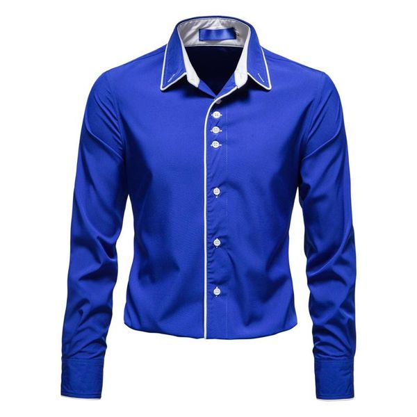 

men's casual shirts loose printed shirt solid color long sleeve turn-down collar fall/winter leisure, White;black