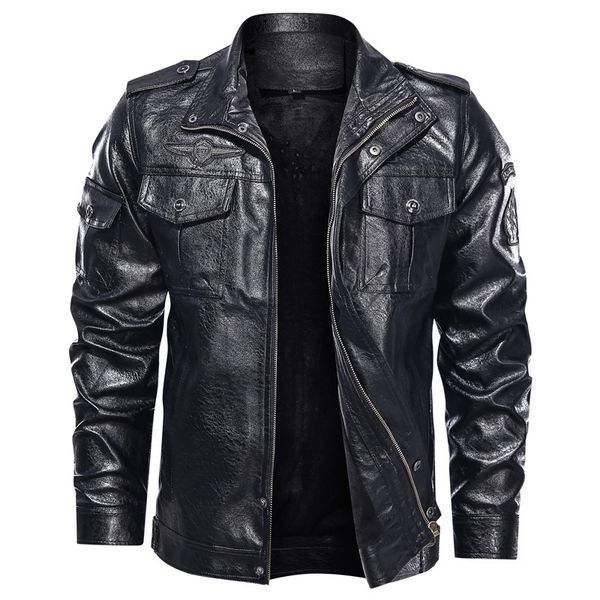 

the newcomers brands jackets of high-quality casual leather collar bomber men's jacket lghn, Black
