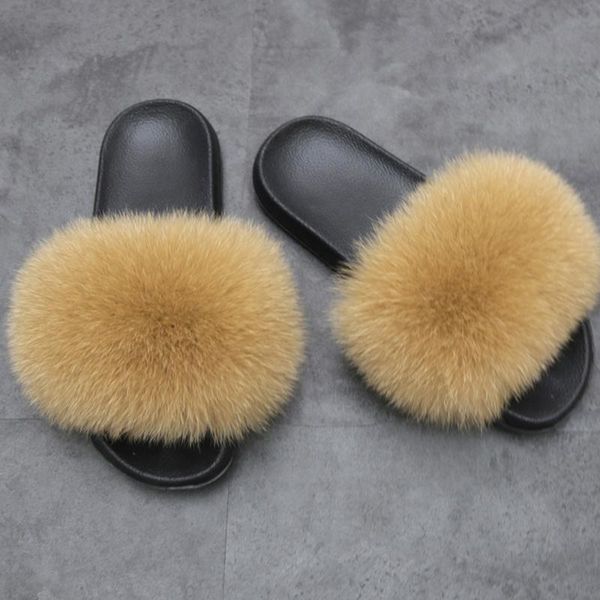 

slippers fur female summer outer wear of the fashion flat wild red sandals women shoes fluffy, Black