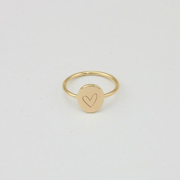 

cluster rings simple heart parttern for women oval gold plated heartstuck engraved custom ring jewelry anniversary, Golden;silver