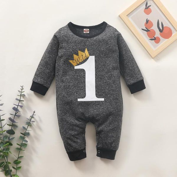 

newborn infant baby boys romper costume baby clothes spring autumn long sleeved crown letter romper jumpsuit clothes outfits, Blue