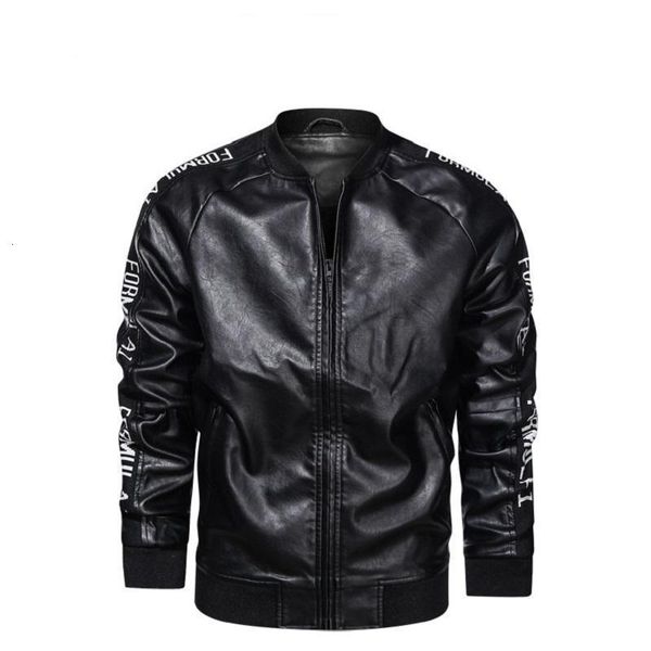 

winter men's leather jacket 2021 new casual pu vintage bomber jacket men fashion windbreaker coat male leather jackets clothing, Black