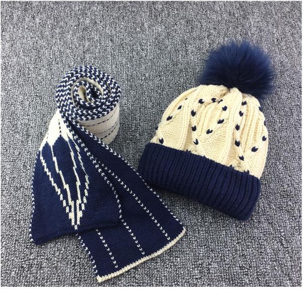 

kids knitted scarf and hat set luxury winter warm crochet hats and scarves with real fur pom beanie hat for jllvty