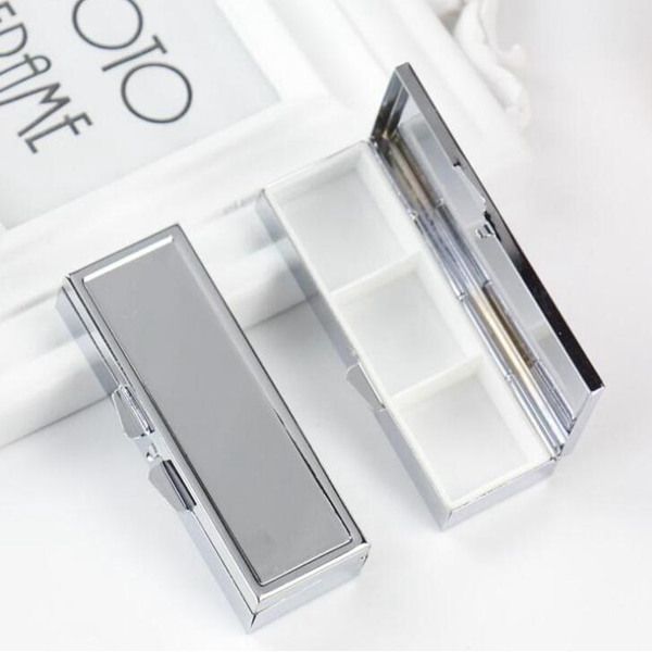 

100pcs pill box silver blank rectangle metal pill container ing