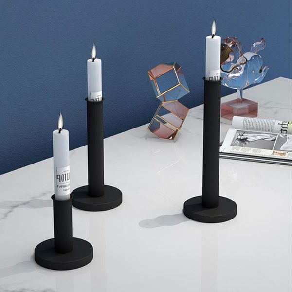 

candle holders 1 pcs nordic black wroughtiron art holder candlestick geometric shapes coffee table living room home decor gifts