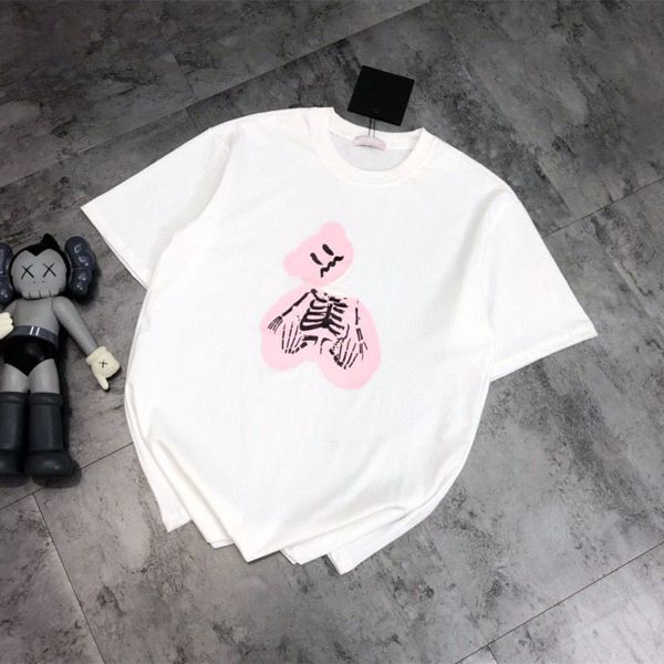 

design clothing new style and versatile t-shirt summer new broken skull print lovers' same letter half sleeve qingdao, White