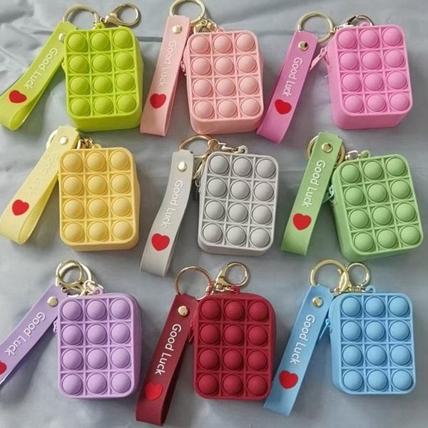 

bubble fidget toys keychain makeup bag coin purse keyring good luck rainbow educational decompression toy