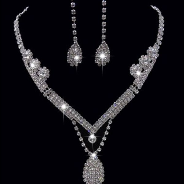 

crystal diamond crystal pearl weddding bride lady's set necklace earings up-market gift bgb, Silver