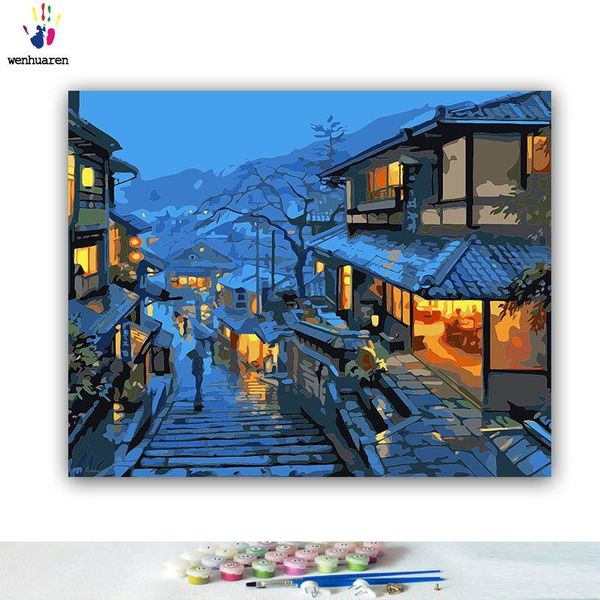 

paintings diy coloring paint by numbers unmanned street with kits 40x50 framed 6733