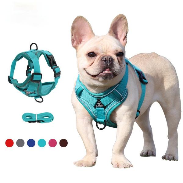 

dog collars & leashes pet reflective nylon harness no pull adjustable medium large vest safety vehicular lead walking running