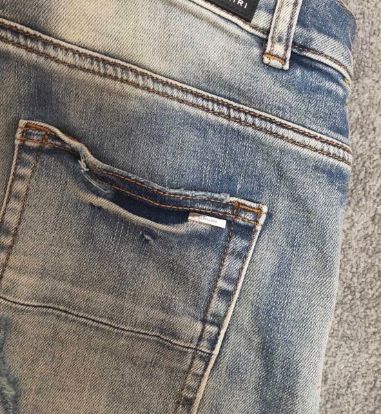 

men's jeans style street do old wash collage paste cloth a letter blue fashion brand high quality