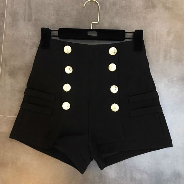 

2021 Spring Summer High Waist Double Breasted Buttons Female Shorts 881l, White;black