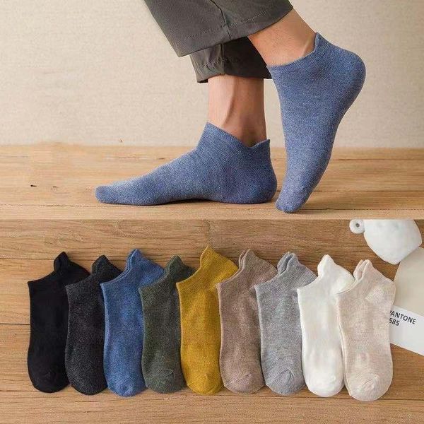 

men's socks 5 pairs men boat pure color 0tton spring/summer, Black