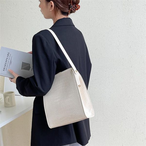 

evening bags winter vintage crocodile pattern shoulder bag for women fashion korean style ladies totes luxury designer purse handbag