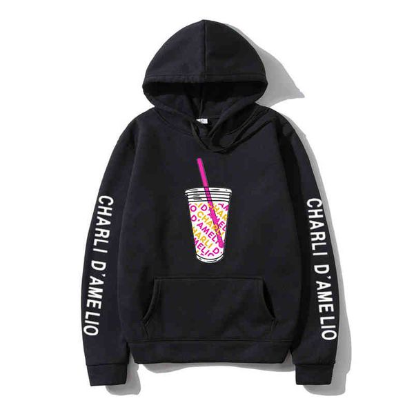 

harajuku ice coffee splatter hoodi sweatshirts men and women oversized hoodie charli damelio pullover costume tracksuit, Black