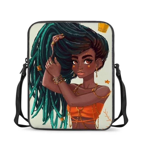 

african black queen crown print cross body bags for women children cute small school book bag ladies casual travel bag