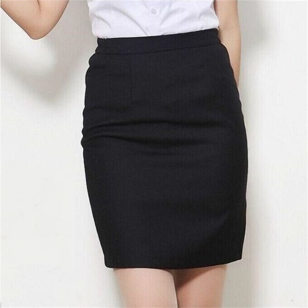 

spring and summer professional female fit high waist black ladies skirt elegant office work clothes 210527