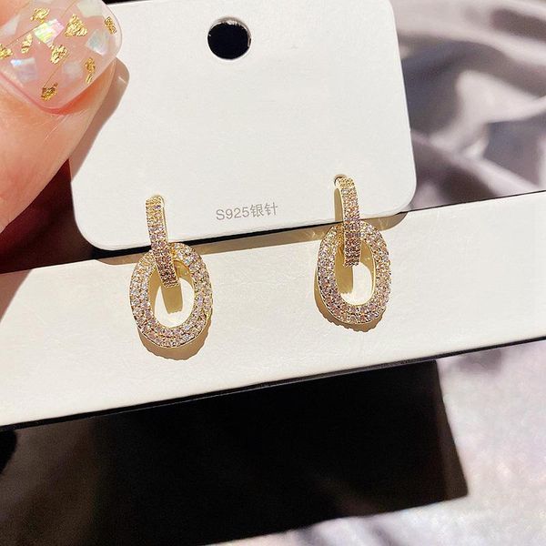 

dangle & chandelier migga trend micro paved cubic zirconia geometric drop earrings gold color plated women party jewelry, Silver