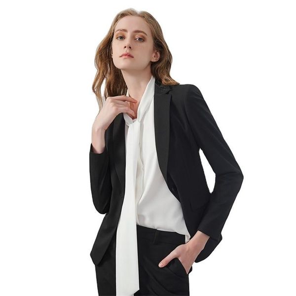 

women's two piece pants womens tuxedo 2 set women business suit female office uniform ladies trouser pant suits single button blazers t, White