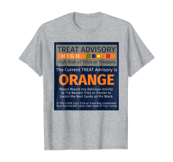 

trick or treat advisory orange - candy alert funny t shirt, White;black