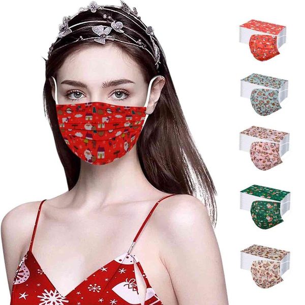 

other event & party supplies 100pc christmas printed disposable mask 3-layer protective breathable mascarillas faciales mondkapjes cubreboca