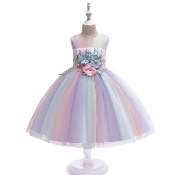 

premium 70% off children's princess dress new children's embroidered lace fluffy skirt, White