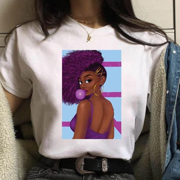 

women tshirt cool black girl printed tee punk t-shirt 90s hip hop tee shirts summer women tshirt harajuku tee graphic tees, White