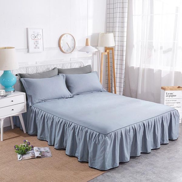 Set di biancheria da letto Copriletto in cotone Tinta unita Bes Gonna per camera da letto 3 pezzi Matrimonio Casa El Decorazione 1.2m 1.5m 1.8m 2m Copriletto