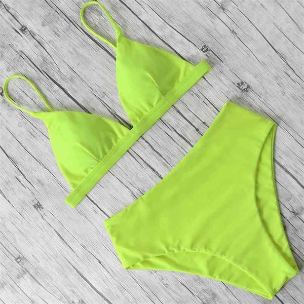 

high waist bikini women female solid swimsuit bandage swimwear set maillot de bain femme swimming biquinis 210722, White;black