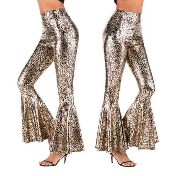 

women's pants & capris plus size high waist flare women elastic party club bell bottom casual print long trousers pantalones 3xl, Black;white