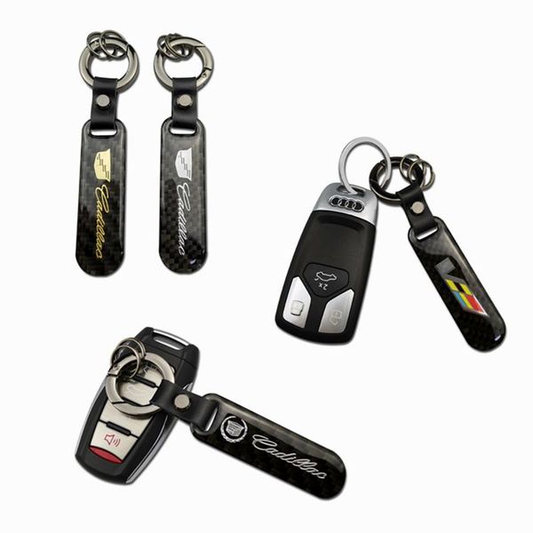 

keychains carbon fiber keychain car keyring accessories for cadillac seville xt4 ct4 ct5 slr sts cts dts ats escalade auto key pendant, Silver