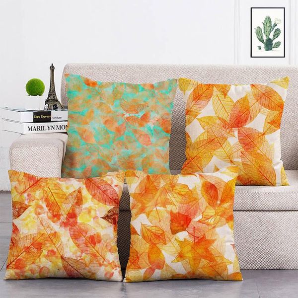 

printing home cushion cover orange leaf 45x45cm soft cushion cover car seat mattress home decoration t304
